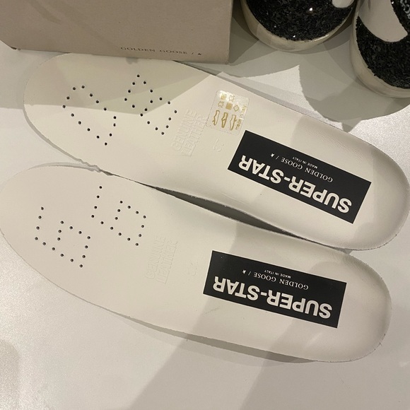 Golden Goose Superstar Sneaker White Leather/Taupe/Black/Mauve Glitter sz 37 NIB - Picture 9 of 14